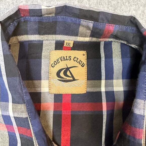 Coevals Club Shirt Mens 2XL Button Up Black Red Plaid Western Cowboy Pearl Snaps - Picture 2 of 6